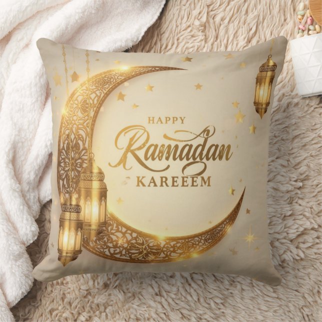 Almofada Feliz Ramadan Kareem Travesseiro Lua Dourada (Cobertor)