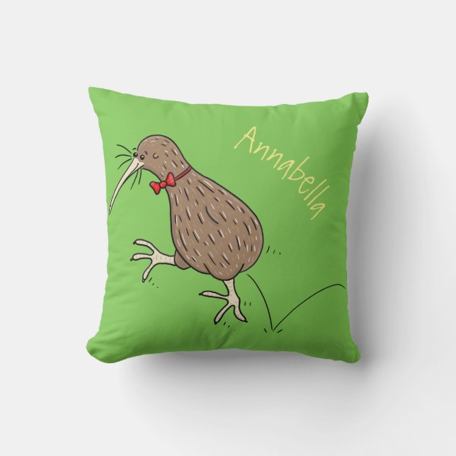 Almofada Feliz salto em kiwi com design de desenho de arco (Frente)