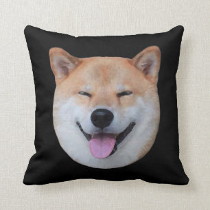 Almofada Feliz shiba na cara Dama de cão sorridente