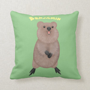 Almofada Feliz sorriso, design de desenho animado de quokka