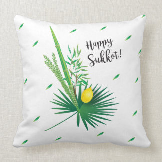 Almofada Feliz Sukkot Lulav e Etrog Watercolor Patterno
