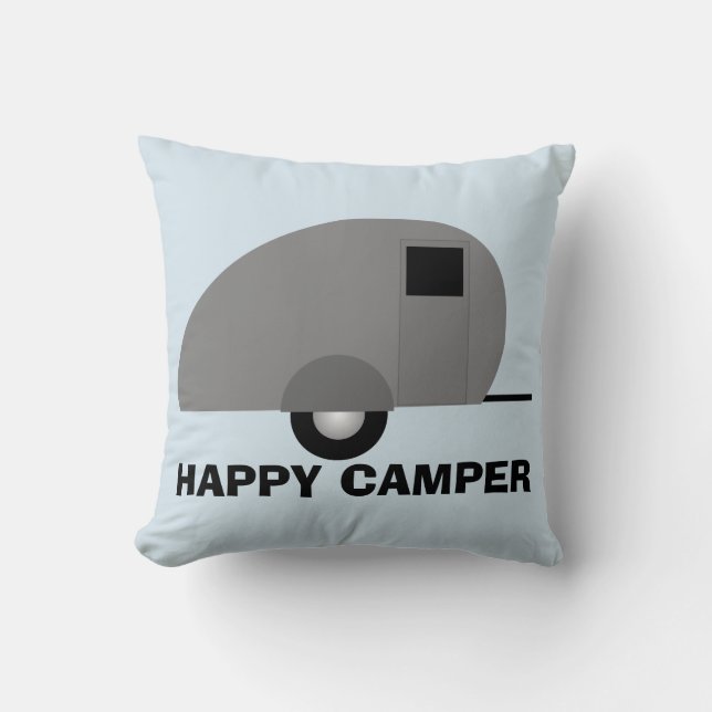 Almofada Feliz Travesseiro Camper, Reboque Camper (Frente)