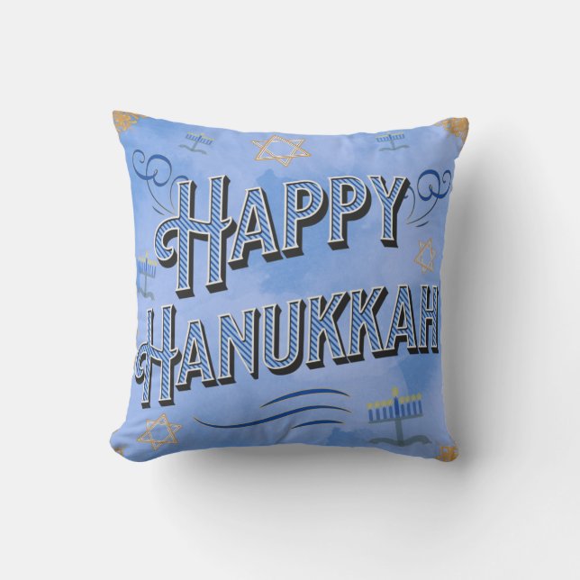 Almofada Feliz Travesseiro Hanukkah (Frente)