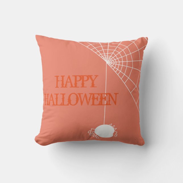 Almofada Feliz truque de Halloween ou trate aranha com a We (Frente)