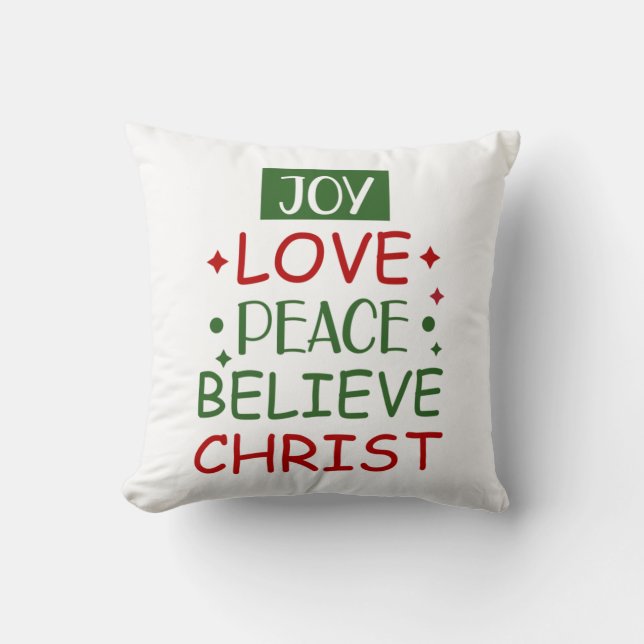 Almofada Feliz Xmas Joy Love Peace Acredite (Frente)