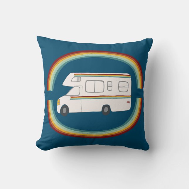 Almofada Felizes Campers Rainbows Whimsical Motorhome RVing (Frente)