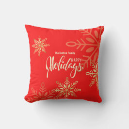 Almofada Felizes feriados de ouro de Natal flocos de neve v