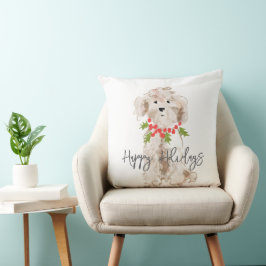 Almofada Felizes Férias Cockapoo Cão Festivo