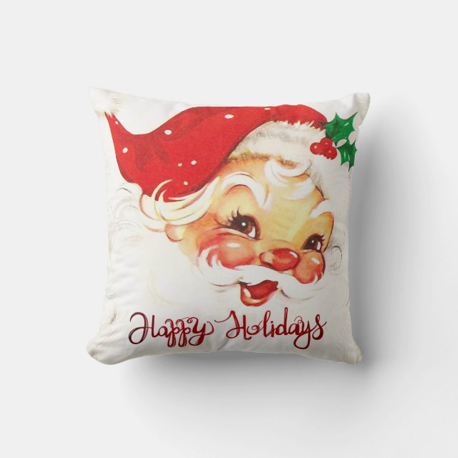 Almofada Felizes Festas, Papai Noel Retro (Frente)