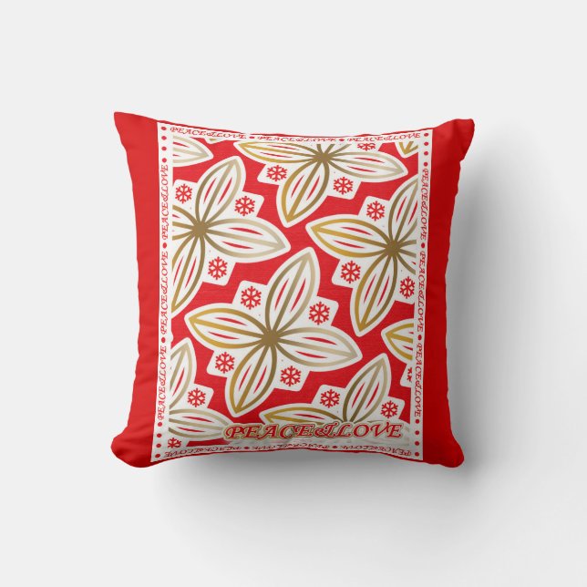 Almofada FELIZES HOLIDAYS | Paz e Amor | Poinsettia | (Frente)