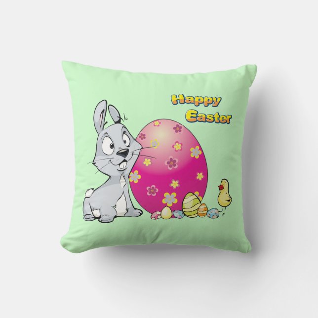 Almofada Felz pascoa Bunny e Pintinho de Bebê (Frente)