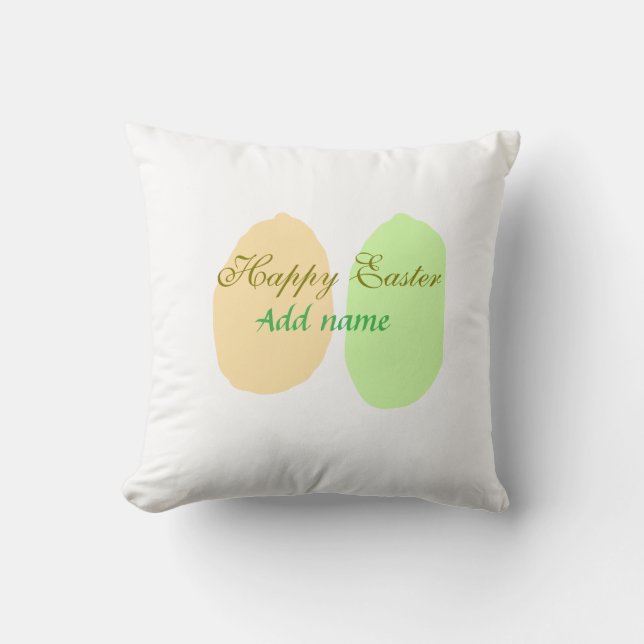 Almofada Felz pascoa de ovo verde laranja adicionar nome me (Frente)