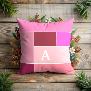 Almofada feminina rosa Strips moderno Monograma
