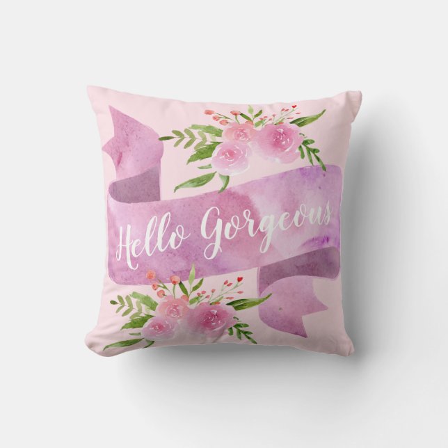 Almofada Feminino Bonito Chic Floral Bege Rosa Olá Maravilh (Frente)