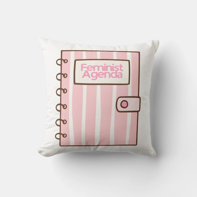 Almofada Feminist Agenda Pink Book Design | Cute Girly Femi (Frente)