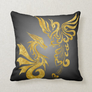 Almofada Feng reversível Shui Phoenix & dragão