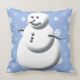 Almofada Feriado Azul E Branco De Inverno Snowman