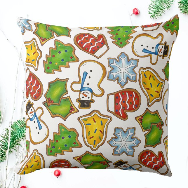 Almofada Feriado de Açúcar Impressão de Comida Festiva Féri (Christmas cookie pillow)