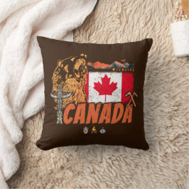 Almofada Feriado De Bandeira E Urso Grizzly No Canadá