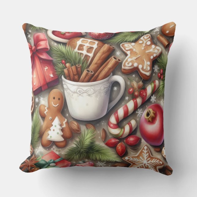 Almofada Feriado de Motifs Natal com Aquarela (Frente)