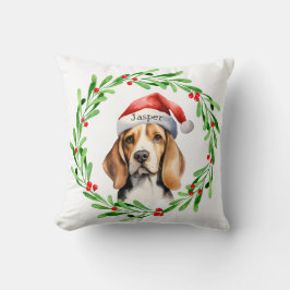 Almofada Feriado de Natal Beagle Santa Hat