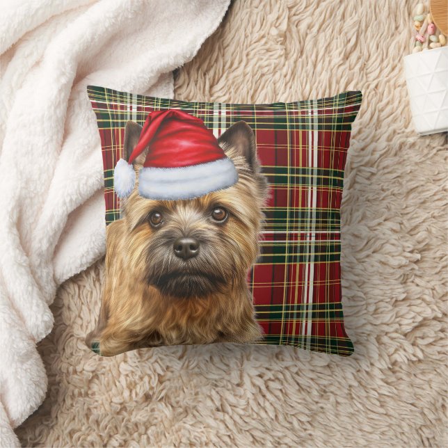 Almofada Feriado de Natal da Xadrez Vermelha Cairn Terrier (Cobertor)