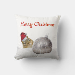 Almofada Feriado de Natal em Prata e Neve