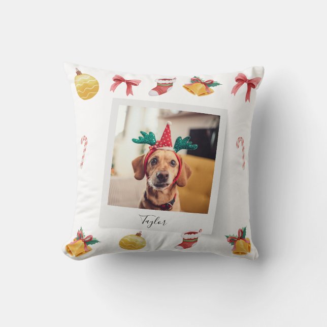 Almofada Feriado de Natal Personalizado para Cachorro de Pe (Frente)