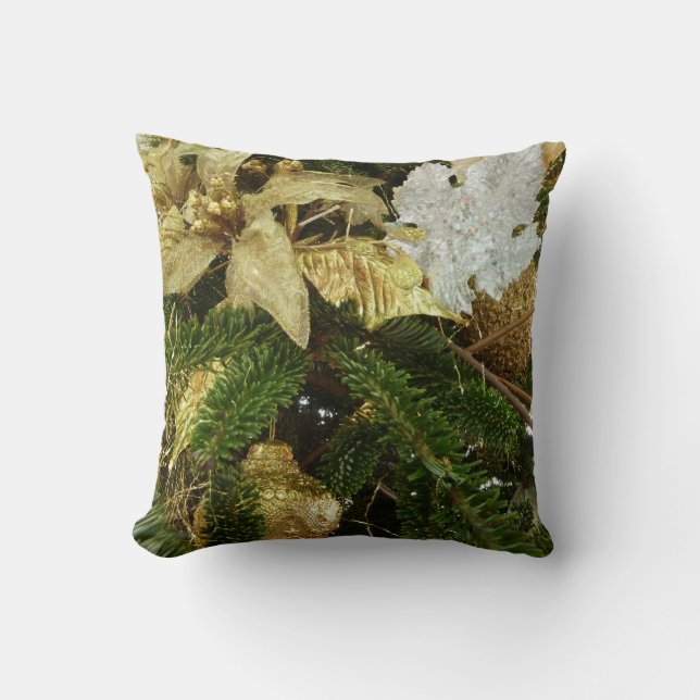 Almofada Feriado de Prata e Dourado Árvore de Natal II (Frente)