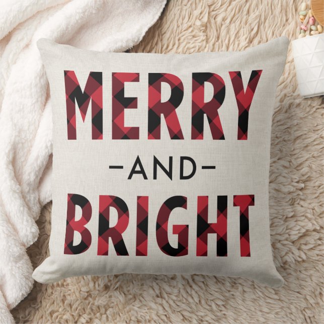 Almofada Feriado de Xadrez de Buffalo Vermelho feliz e Bril (Cobertor)