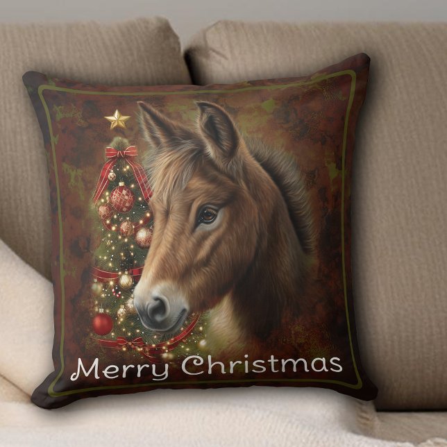 Almofada Feriado Feriado de Natal Gato (Cute Christmas Mule Holiday Decor Custom Throw Pillow)