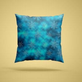 Almofada Feriados de flocos de neve de Natal Elegante azul 