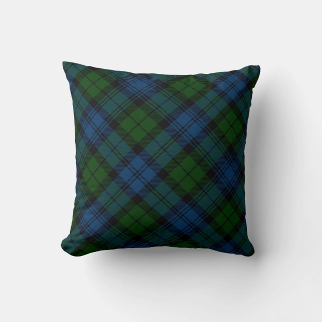 Almofada Feriados de Natal Verdes na xadrez Rustic Tartan (Frente)