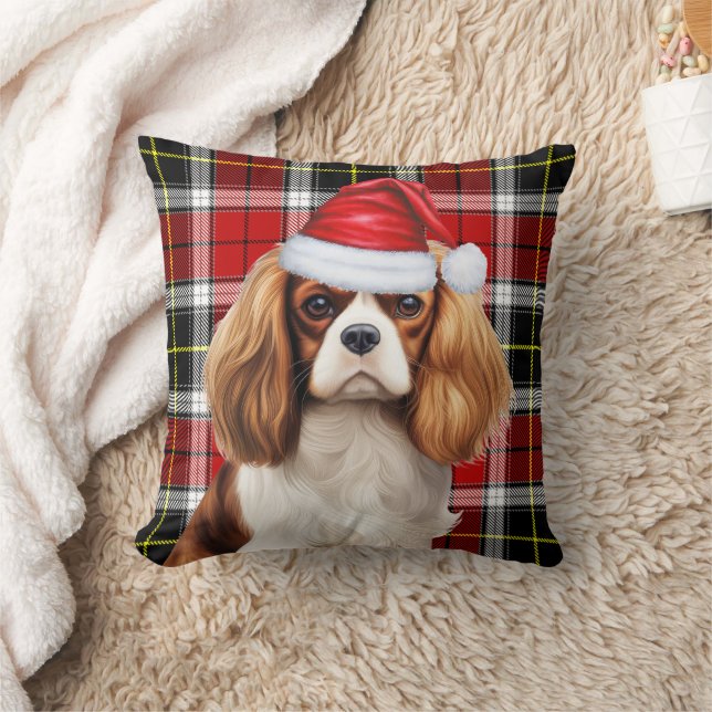 Almofada Férias de Natal da Xadrez Cavalier King Charles Do (Cobertor)