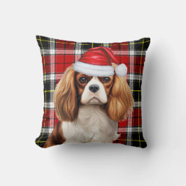 Almofada Férias de Natal da Xadrez Cavalier King Charles Do