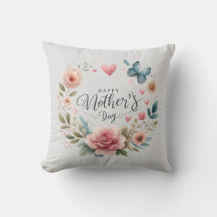Almofada Ferida Floral Com Borboleta Feliz Dia de as mães