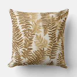 Almofada Fern Branco Dourado castanho deixa Impressão