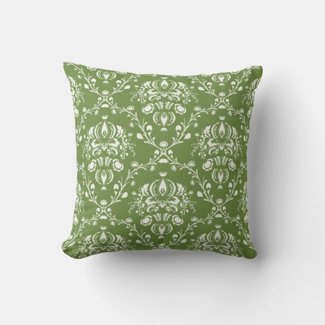 Almofada Fern Green e White Damask (Frente)