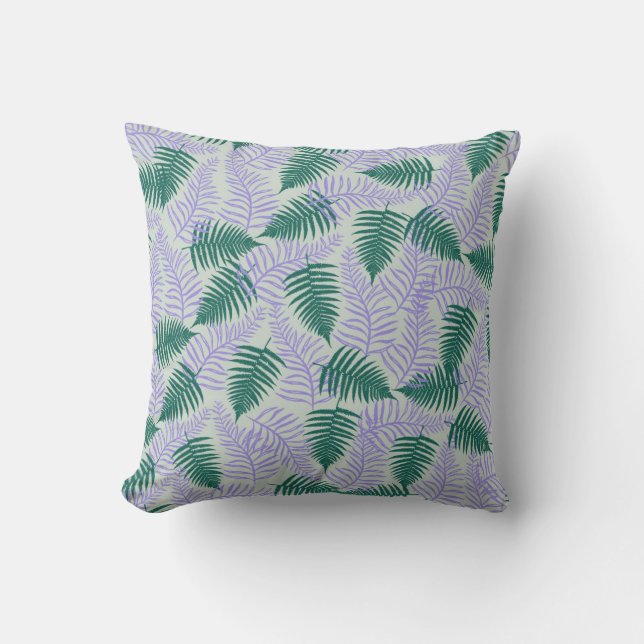 Almofada Fern roxo verde deixa padrão de flores retrô 70s (Frente)