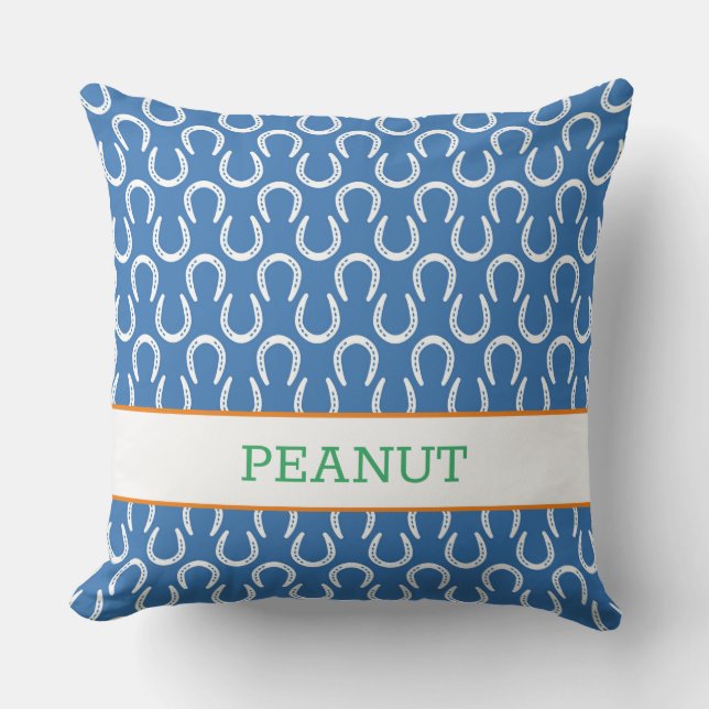 Almofada Ferradura Azul Equina Pet NOME Foto Keepsaet (Frente)