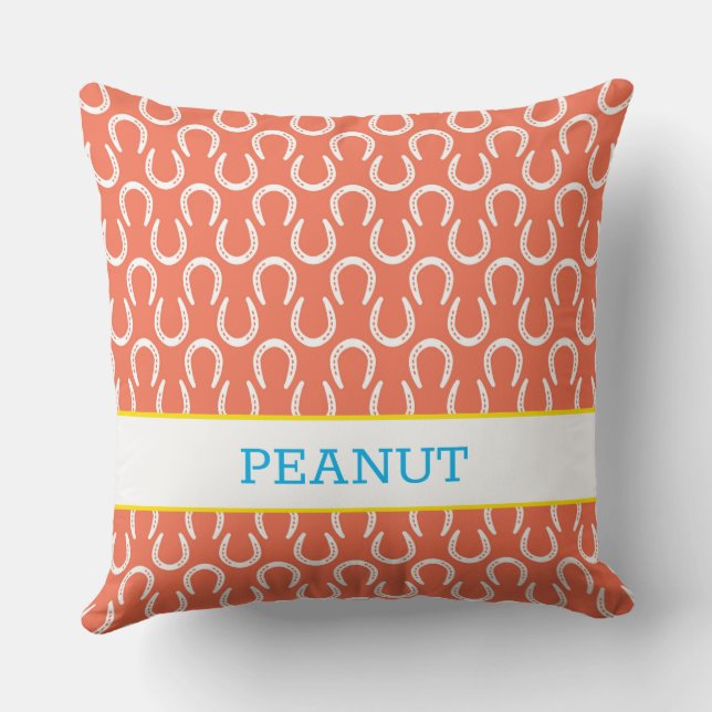 Almofada Ferradura Laranja Pet NOME Cavalo FOTO (Verso)