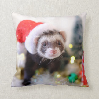 Almofada Ferret na decoração de Natal de Santa Hat