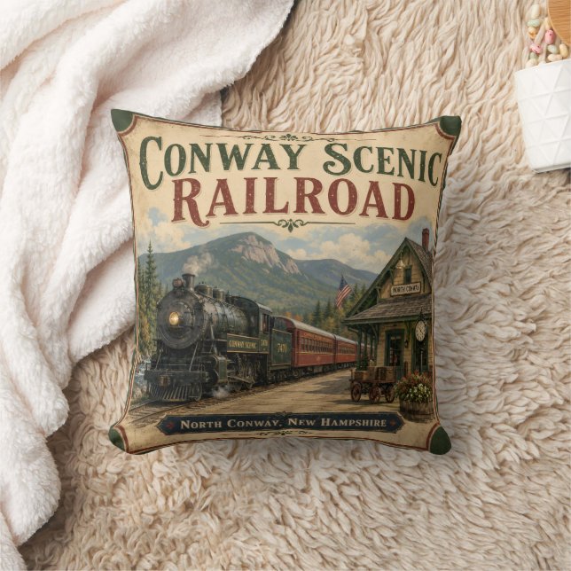 Almofada Ferrovia Cénica Conway North Conway Vintage (Cobertor)