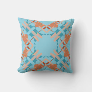 Almofada Ferrugem laranja azul em Aqua Crisscross Diamond M