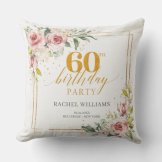 Almofada Festa de 60 Anos de Rachel Williams Floral Dourado