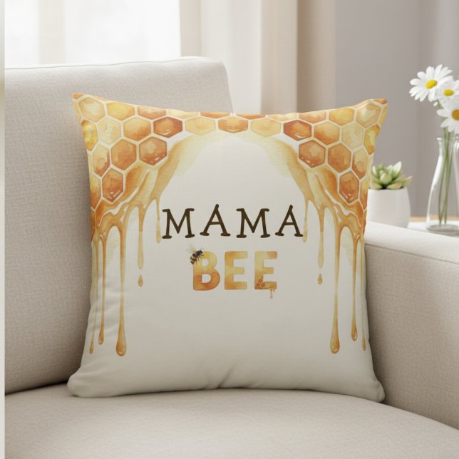 Almofada Festa de Bebê Drip Mel de Favo da Mamãe Abelha (Mama Bee Honeycomb Honey Drip Baby Shower Throw Pillow
)