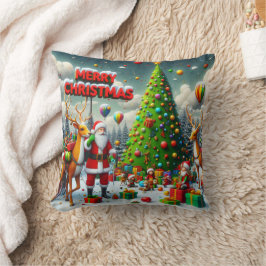 Almofada Festa de Natal com Papais noeis e renas