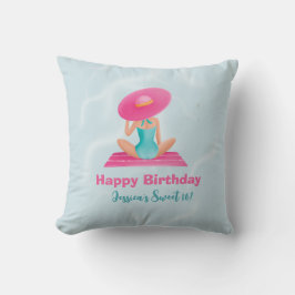 Almofada Festa de Piscina de Verão Divertida Aquarela 16