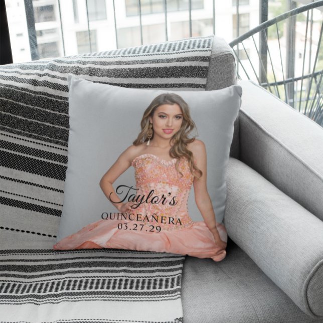 Almofada Festa de Quinze Anos Foto (Quinceanera Party Photo Throw Pillow)