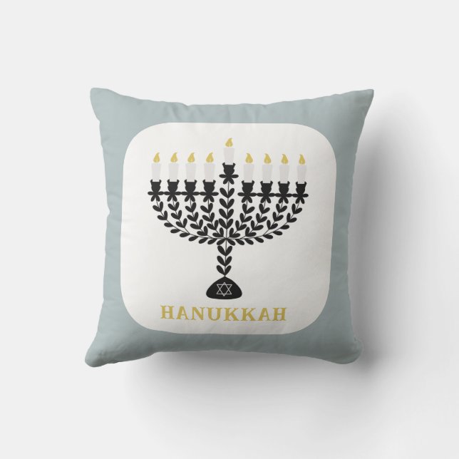 Almofada Festival Simples de Luzes Menorah Hanukkah (Verso)